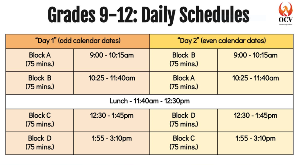 OCVSS Daily Schedule